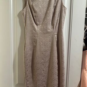 H&M Textured Beige Midi Dress